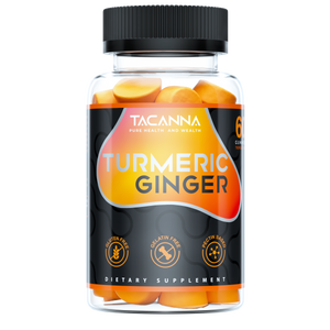 Tacanna Turmeric Ginger Gummies - Curcumin Joint Support - Pain Relief, Antioxidant, Anti-inflammatory. All Natural Factors Chewable Ginger, Turmeric Chews for Adults & Kids, Curcumin 60 Count
