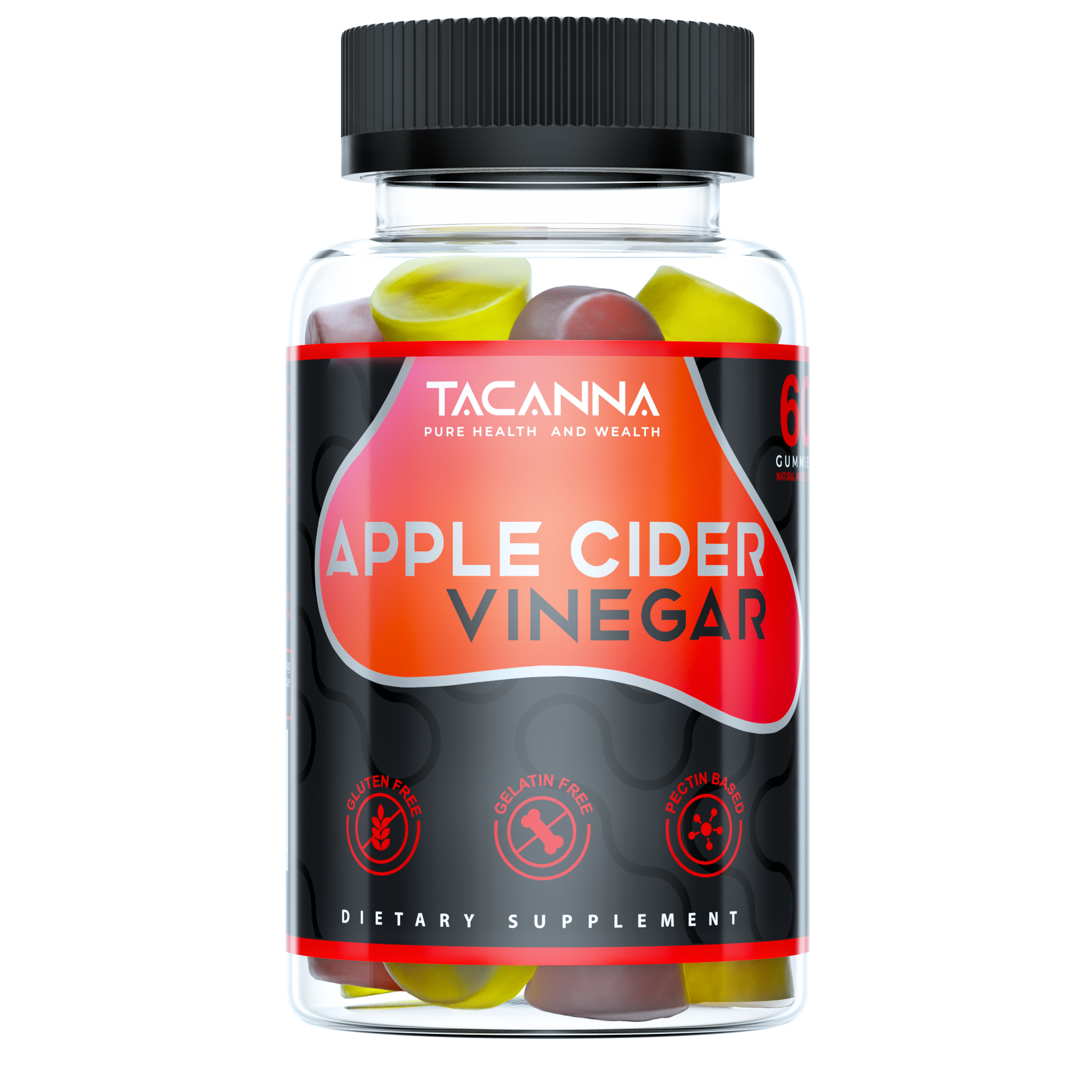 Apple Cider Vinegar Gummies All-Natural - 60 Count, Organic, Gluten-Free, Non-GMO - Promotes Fat Burning Weight Loss, Gentle Colon Detox and Cleanse Women, Men, and Kids